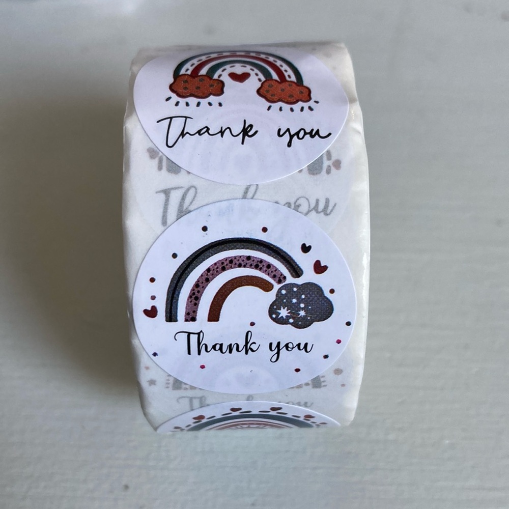 25 Retro Thank You Cards & 100 1” Stickers Bundle - Picture 3 of 4